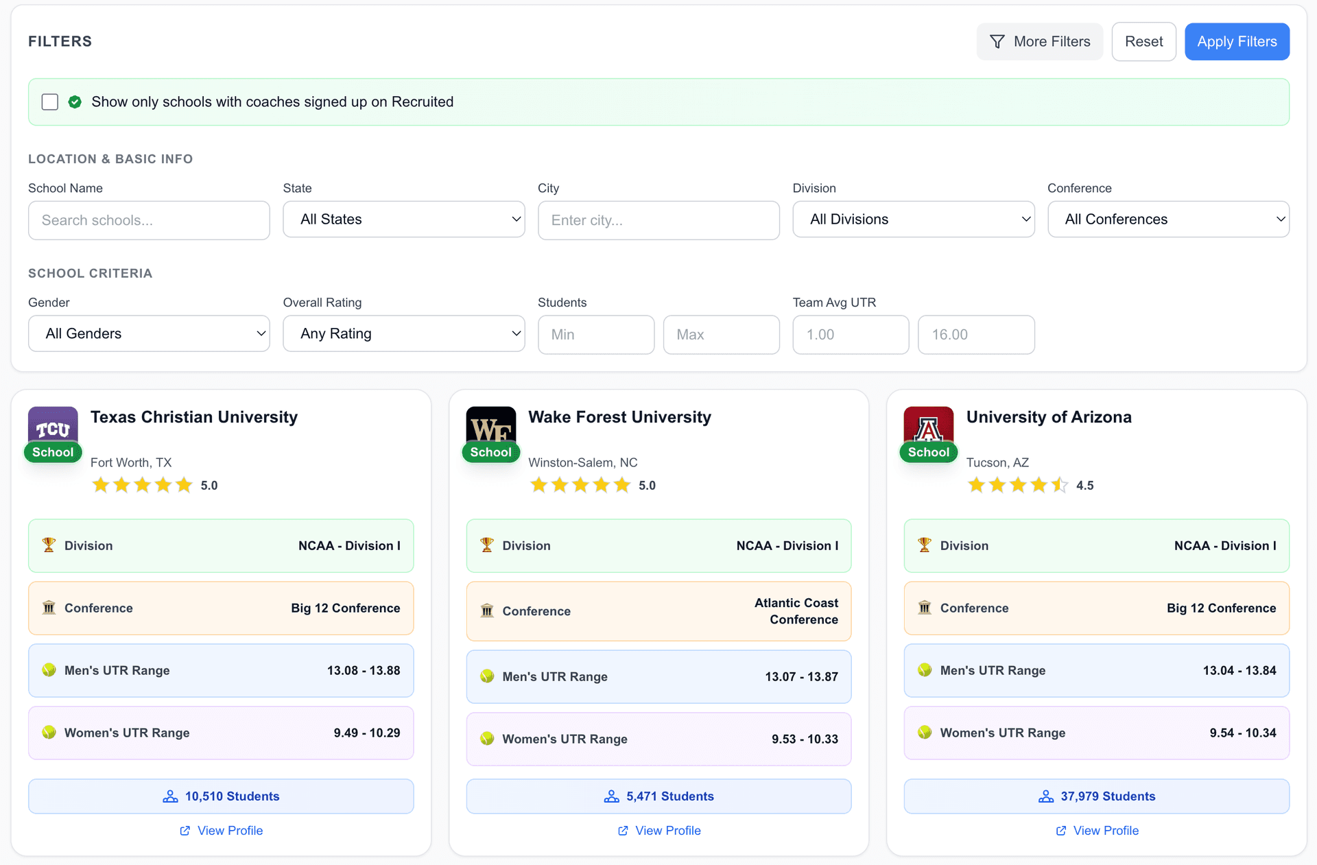 Tennis player exploring college options
