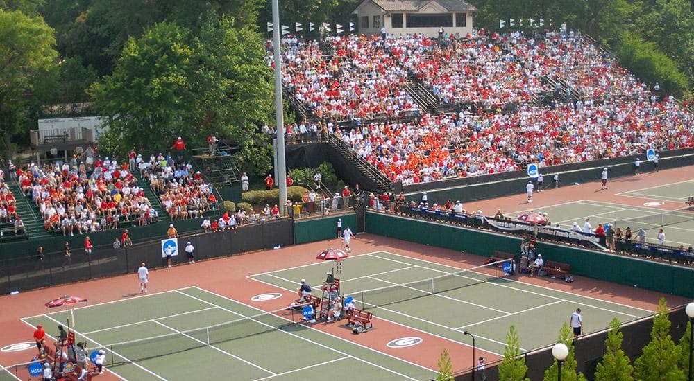 Tennis players on court